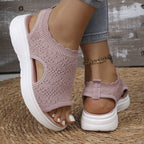 Breathable Knit Platform Sandals – Chunky Sole, Slip-On Style