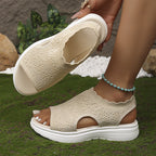 Breathable Knit Platform Sandals – Chunky Sole, Slip-On Style