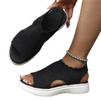 Breathable Knit Platform Sandals – Chunky Sole, Slip-On Style