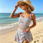Floral Two Piece Swim Dress Set