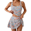 Floral Two Piece Swim Dress Set