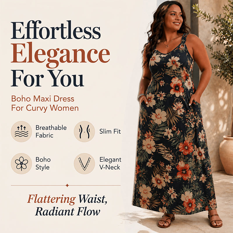 Essential V-Neck Sleeveless Maxi Dress – Relaxed Fit, Breathable Fabric