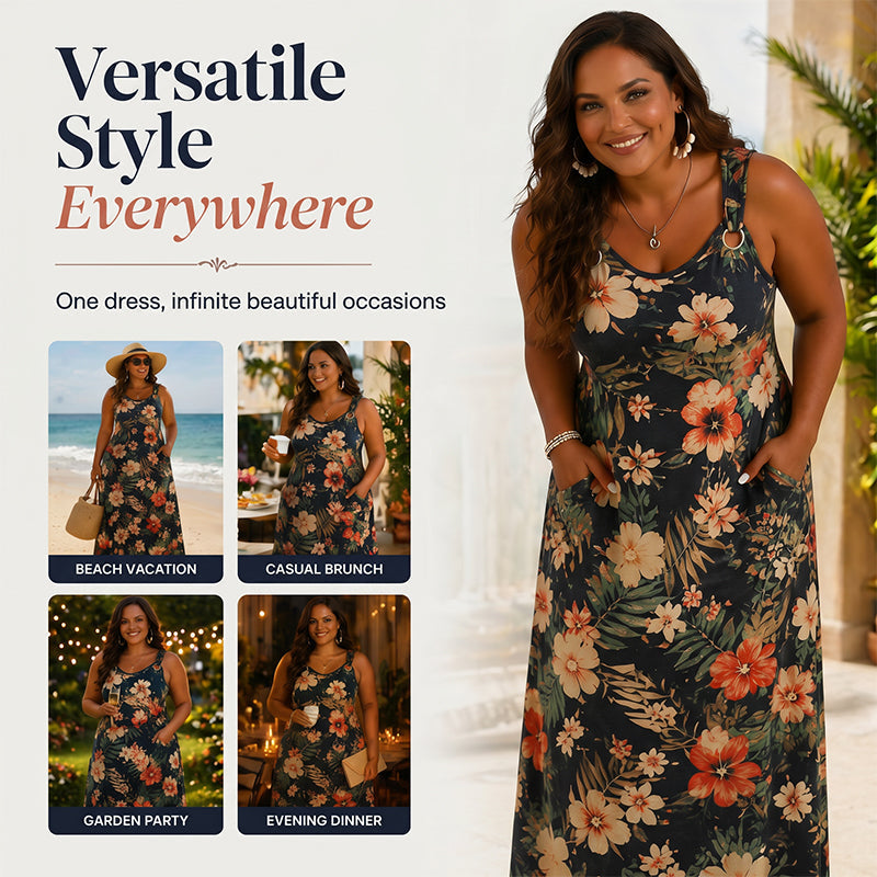 Essential V-Neck Sleeveless Maxi Dress – Relaxed Fit, Breathable Fabric