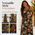 Essential V-Neck Sleeveless Maxi Dress – Relaxed Fit, Breathable Fabric