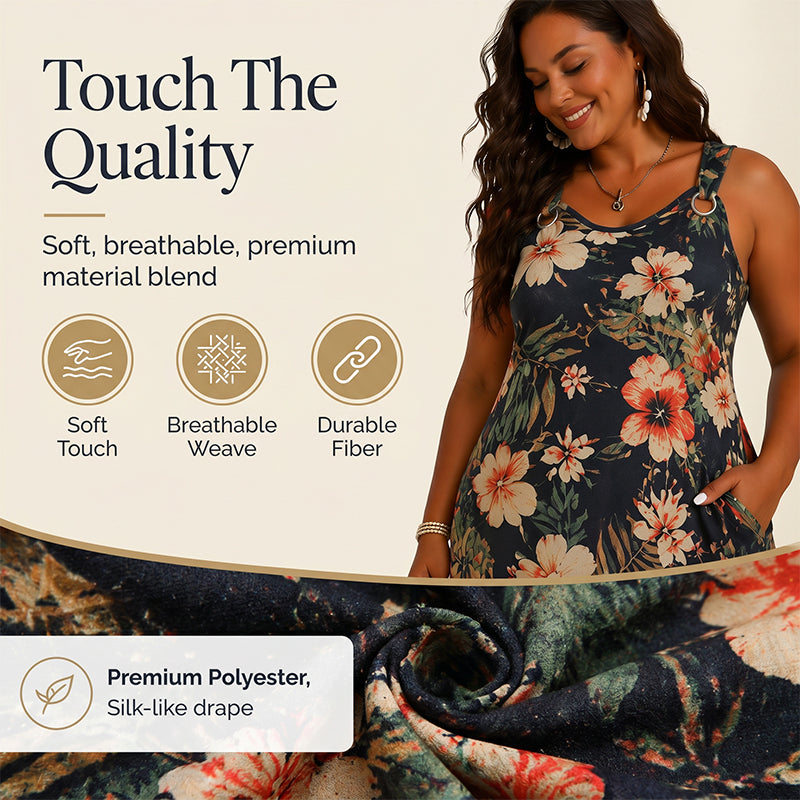 Essential V-Neck Sleeveless Maxi Dress – Relaxed Fit, Breathable Fabric