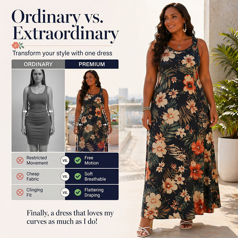 Essential V-Neck Sleeveless Maxi Dress – Relaxed Fit, Breathable Fabric