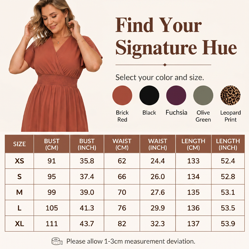 Women's Summer V Neck Side Slit Maxi Dress
