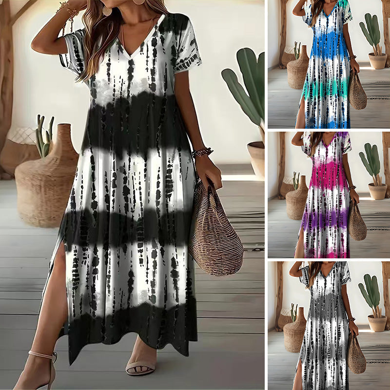 The Sienna Dress – A Dreamy Gradient V-Neck That Moves With You