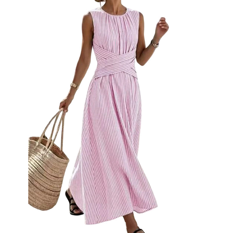 Women's Striped Sleeveless Maxi Dress