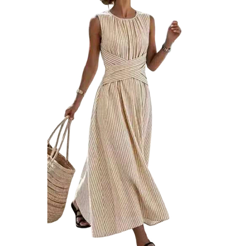 Women's Striped Sleeveless Maxi Dress