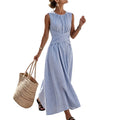 Women's Striped Sleeveless Maxi Dress