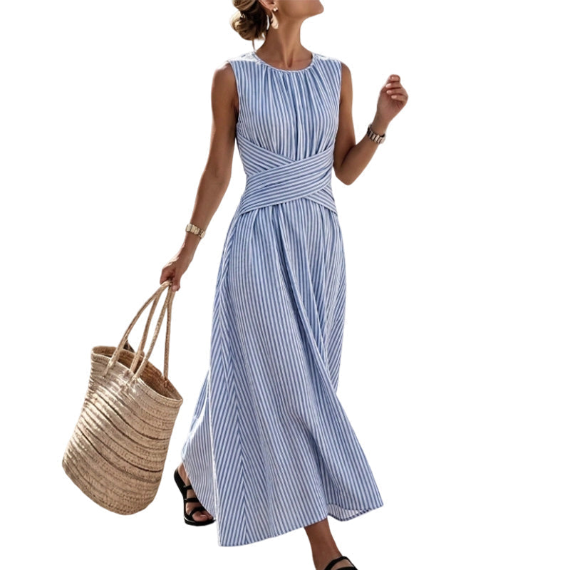 Women's Striped Sleeveless Maxi Dress