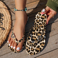 Women's Leopard Print Heart Charm Flip Flops