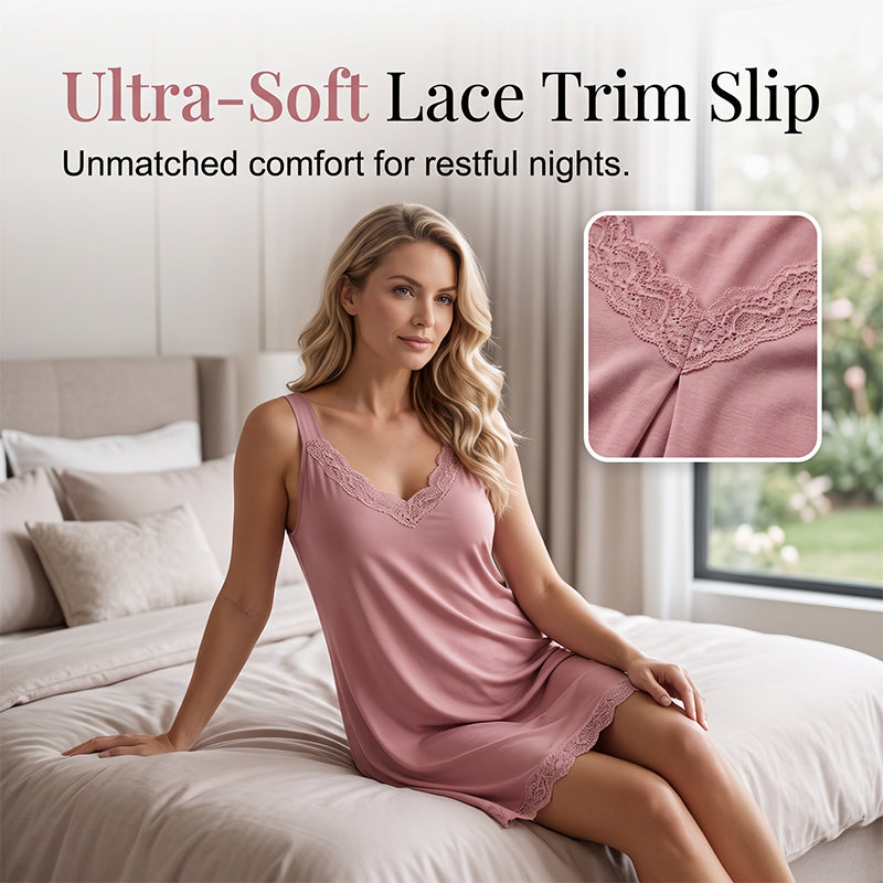 Women's Lace V Neck Modal Nightdress