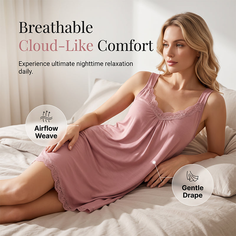 Women's Lace V Neck Modal Nightdress