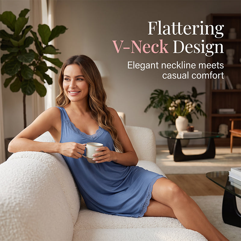 Women's Lace V Neck Modal Nightdress