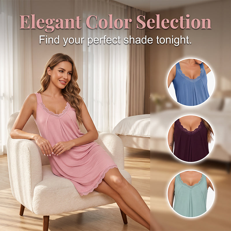 Women's Lace V Neck Modal Nightdress
