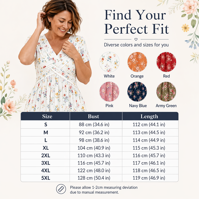Women's Floral V-Neck Twist-Waist Midi Dress