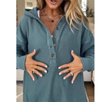 Women's Waffle Knit Henley Hoodie