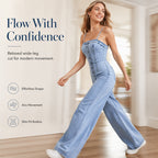 Women's Spaghetti Strap Wide-Leg Denim Jumpsuit