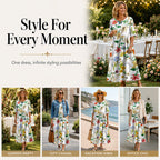 Women's Casual Floral Print Maxi Dress with Pockets
